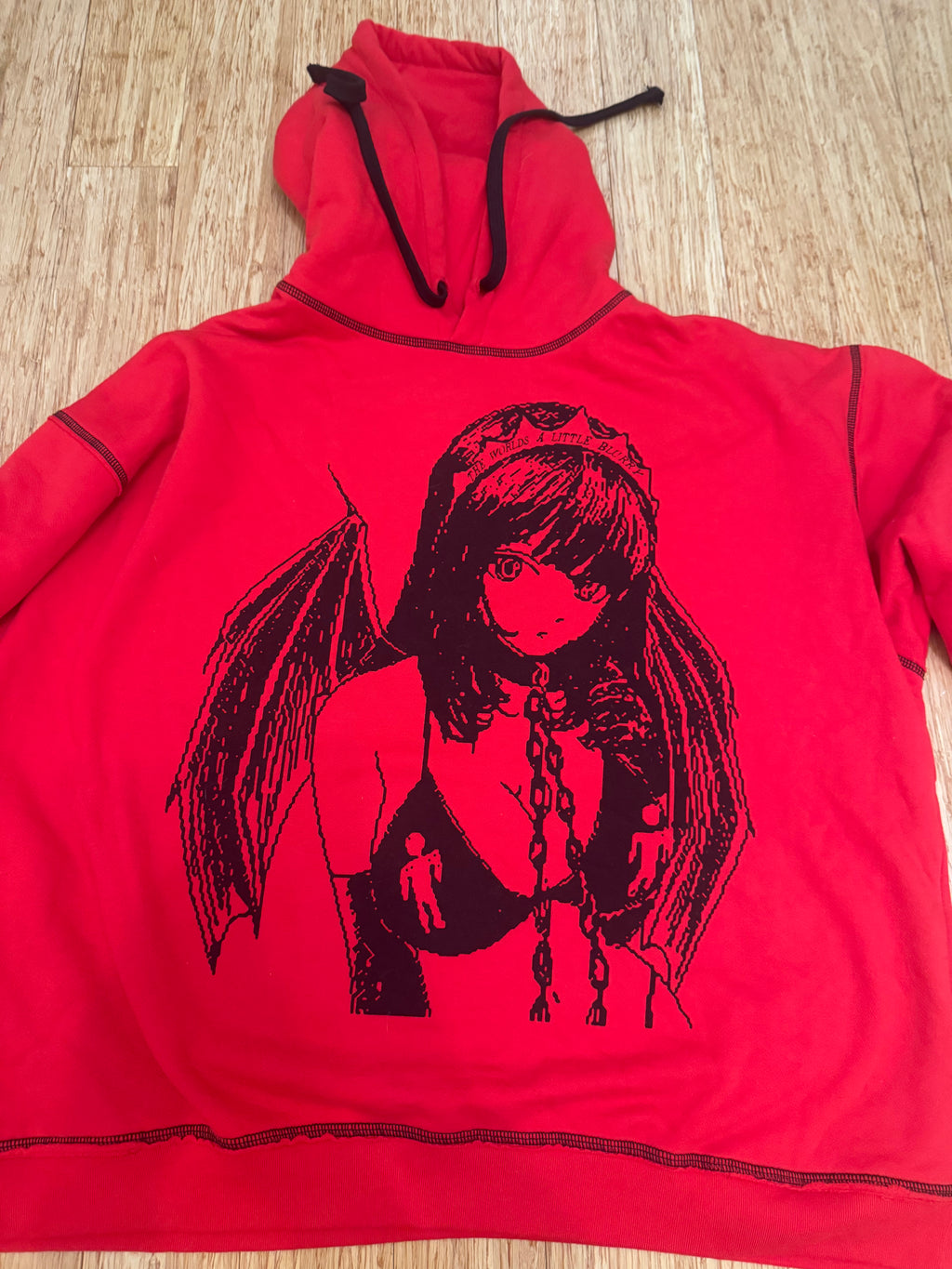 FREE SHIPPING Oversized Princess Blurry Cotton Red Soft Hoodie
