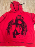 FREE SHIPPING Oversized Princess Blurry Cotton Red Soft Hoodie
